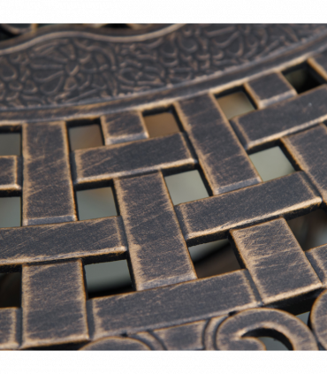 4 Seater Dining Set with Cushions Round Dining Table with Parasol Hole, Bronze