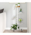 5-Floor Flower Stand with Wheels 44x23x100 cm White Iron