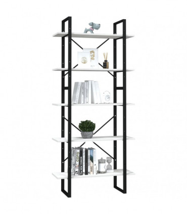 5-Tier Book Cabinet White 80x30x175 cm Pinewood