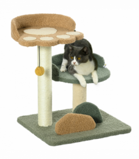 Cat Tree 52cm Green Brown Beige Particle board Velvet Sisal 43W x 39D x 52Hcm