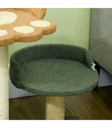 Cat Tree 52cm Green Brown Beige Particle board Velvet Sisal 43W x 39D x 52Hcm