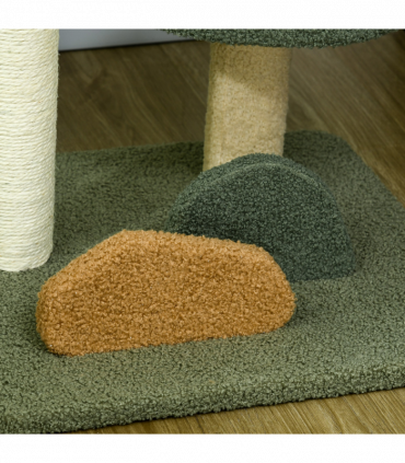 Cat Tree 52cm Green Brown Beige Particle board Velvet Sisal 43W x 39D x 52Hcm