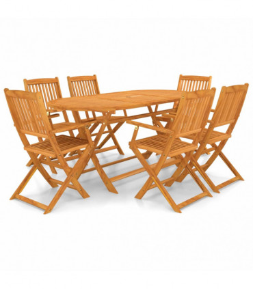 7 Piece Folding Outdoor Dining Set Solid Acacia Wood