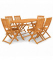 7 Piece Folding Outdoor Dining Set Solid Acacia Wood