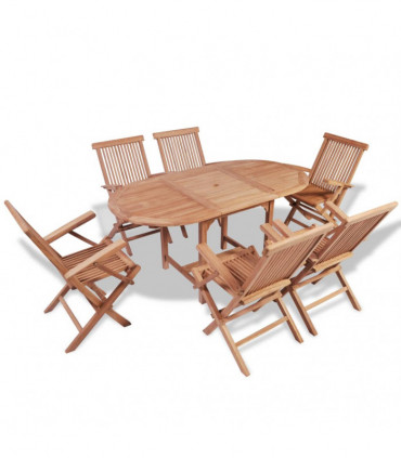 7 Piece Outdoor Dining Set Solid Teak Wood