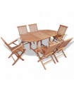 7 Piece Outdoor Dining Set Solid Teak Wood