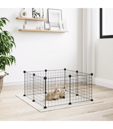 8-Panel Pet Cage Black 35x35 cm Steel