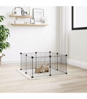 8-Panel Pet Cage Black 35x35 cm Steel