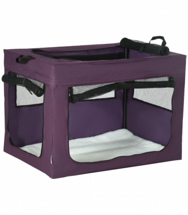 Mesh Purple 80cm Foldable Pet Carrier Cat Bag w/ Cushion, Small, Medium Dogs