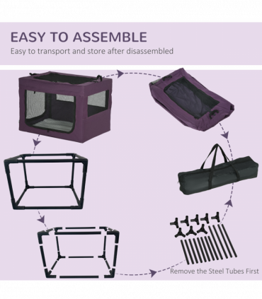 Mesh Purple 80cm Foldable Pet Carrier Cat Bag w/ Cushion, Small, Medium Dogs
