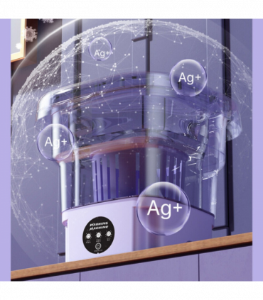 8L Portable Washing Machine Mini Washer Foldable Washer and Spin Dryer Travel UK Purple