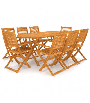 9 Piece Folding Outdoor Dining Set Solid Acacia Wood