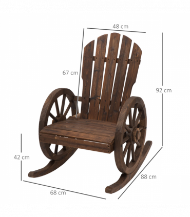 Adirondack Rocking Chair Burnt Brown Fir Wood 68W x 88D x 97H cm Garden Lounging