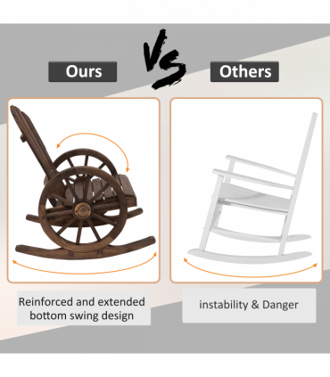 Adirondack Rocking Chair Burnt Brown Fir Wood 68W x 88D x 97H cm Garden Lounging