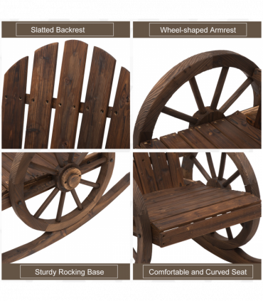 Adirondack Rocking Chair Burnt Brown Fir Wood 68W x 88D x 97H cm Garden Lounging