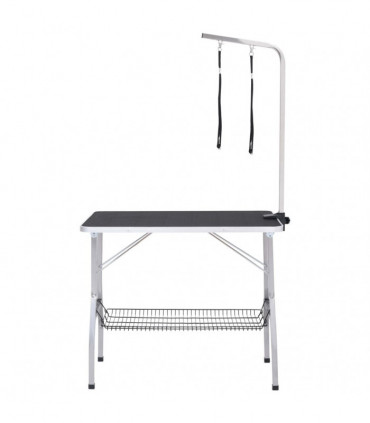 Adjustable Dog Grooming Table with 2 Loops and Basket