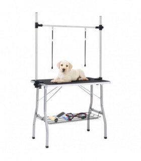 Adjustable Dog Grooming Table with 2 Loops and Basket