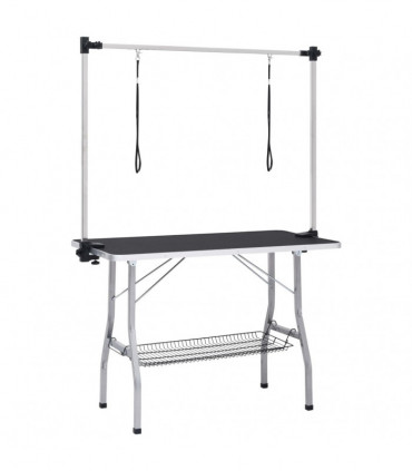 Adjustable Dog Grooming Table with 2 Loops and Basket