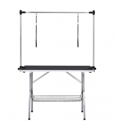 Adjustable Dog Grooming Table with 2 Loops and Basket