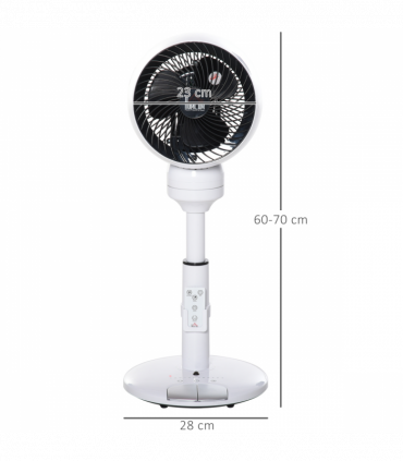 Air Circulator Fan 3 Speed 3 Mode, Oscillation Tilt, Height Adjust Black/White