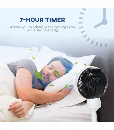 Air Circulator Fan 3 Speed 3 Mode, Oscillation Tilt, Height Adjust Black/White