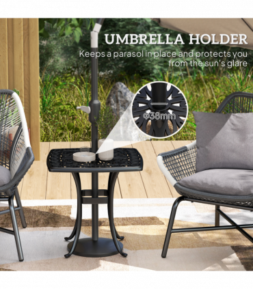 Aluminium Bistro Table with Umbrella Hole - Stylish Outdoor Solution