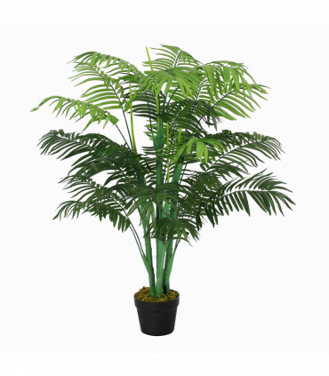 Artificial Palm Tree 18 Leaves Green Plastic Fake Tropical 125cm Nursery Pot