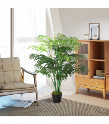 Artificial Palm Tree 18 Leaves Green Plastic Fake Tropical 125cm Nursery Pot