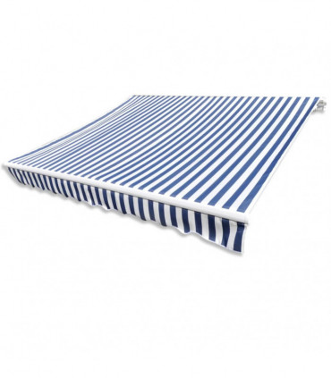Awning Top Sunshade Canvas Blue & White 3 x 2,5m (Frame Not Included)