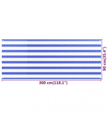 Balcony Screen Blue and White 90x300 cm HDPE