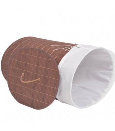 Bamboo Laundry Bin Oval Brown