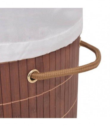 Bamboo Laundry Bin Oval Brown