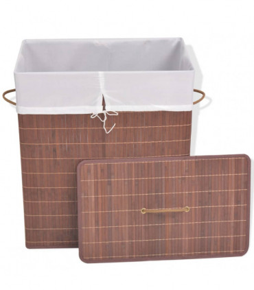 Bamboo Laundry Bin Rectangular Brown