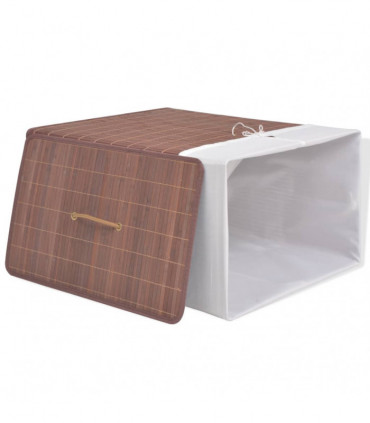 Bamboo Laundry Bin Rectangular Brown