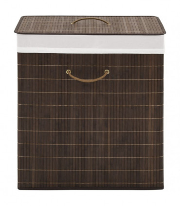 Bamboo Laundry Bin Rectangular Dark Brown