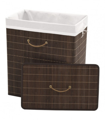 Bamboo Laundry Bin Rectangular Dark Brown