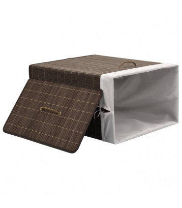 Bamboo Laundry Bin Rectangular Dark Brown