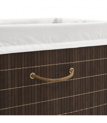 Bamboo Laundry Bin Rectangular Dark Brown