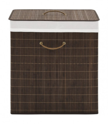 Bamboo Laundry Bin Rectangular Dark Brown