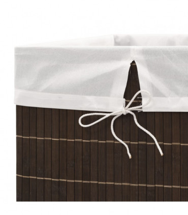 Bamboo Laundry Bin Rectangular Dark Brown