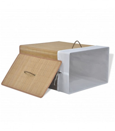 Bamboo Laundry Bin Rectangular Natural