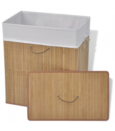 Bamboo Laundry Bin Rectangular Natural