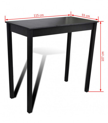 Bar Table MDF Black 115x55x107 cm