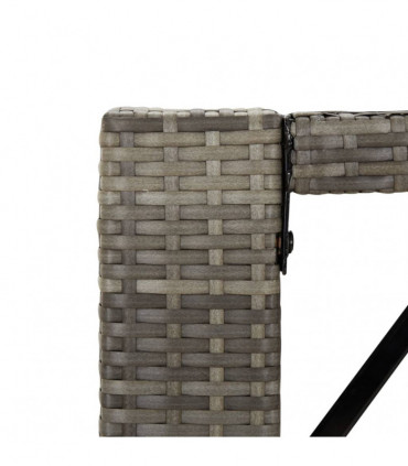 Bar Table with Glass Top Grey 185x80x110 cm Poly Rattan