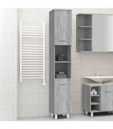 Bathroom Cabinet Grey Sonoma 30x30x179 cm Engineered Wood