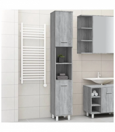 Bathroom Cabinet Grey Sonoma 30x30x179 cm Engineered Wood
