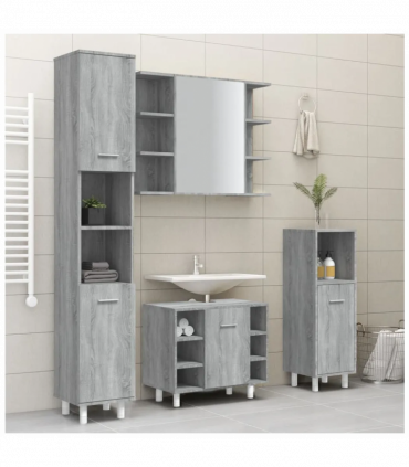Bathroom Cabinet Grey Sonoma 30x30x179 cm Engineered Wood
