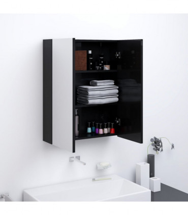 Bathroom Mirror Cabinet 60x15x75 cm MDF Shining Black