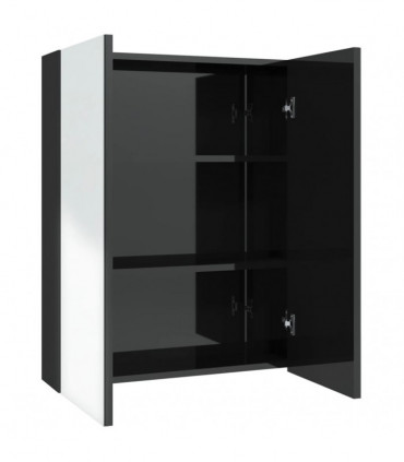 Bathroom Mirror Cabinet 60x15x75 cm MDF Shining Black