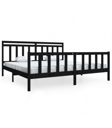 Bed Frame Black Solid Wood 200x200 cm